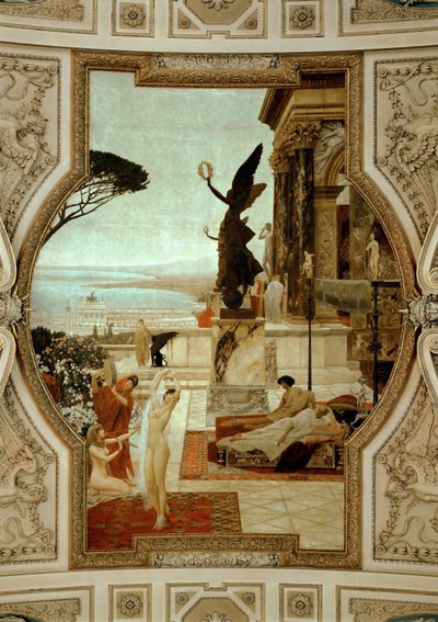Burgtheatre (Teatro de la Corte) de Viena, escalera (izquierda): Teatro antiguo de Taormina de Gustav Klimt