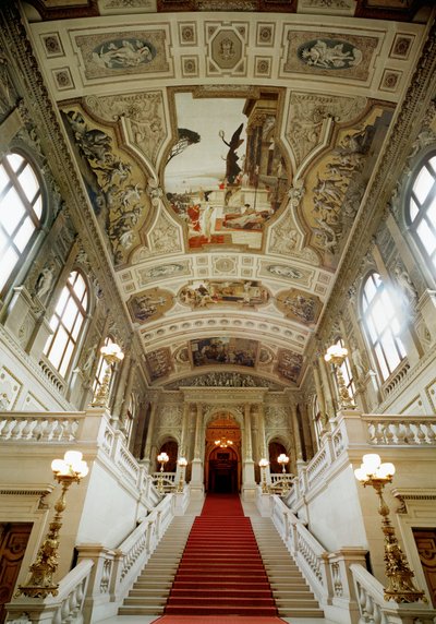 Burgtheatre (Teatro de la Corte) de Viena, escalera (izquierda): Teatro de Taormina de Gustav Klimt