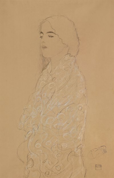 Mujer con un Chal Blanco de Gustav Klimt