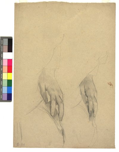 Zwei Handstudien, Finger ans Ohr gelegt de Gustav Klimt