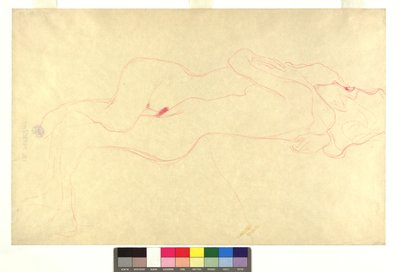 Dos desnudos femeninos recostados abrazándose de Gustav Klimt