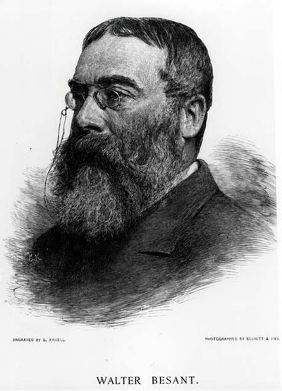 Sir Walter Besant (1836-1901) grabado por Gustav Kruell (1843-1907) de una fotografía de Elliot & Fry de Gustav Kruell