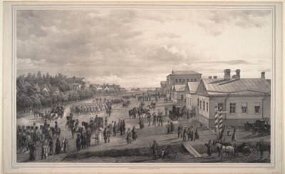 Desfile de los Chevalier Gardes por Krasnoye Selo, 1848 de Gustav Schwarz