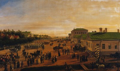El zar Nicolás regresando de un desfile militar en Krasnoe Selo, 1848 de Gustav Schwarz