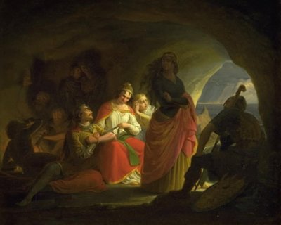 Príncipe Buris, Liden Kirsten, Skøn Hulfrid y Stolt Ingefrid capturados por Ulf Svartskæg de Gustav Theodor Wegener