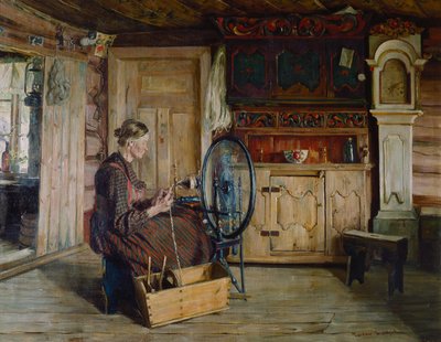 Interior de la granja Sandbu en Vaga de Gustav Wentzel