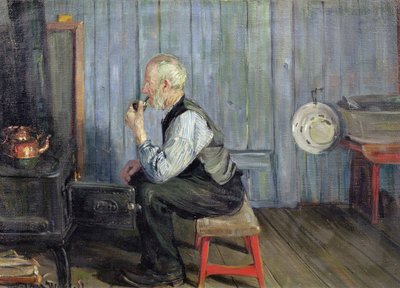 Hombre en cocina azul (óleo sobre lienzo) de Gustav Wentzel