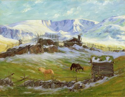 Sol de mañana sobre la montaña, Vaga (óleo sobre lienzo) de Gustav Wentzel
