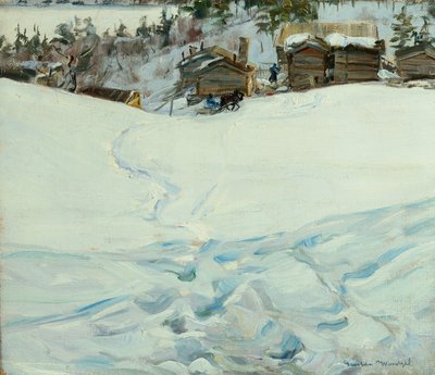 Granja de montaña en paisaje de invierno de Gustav Wentzel