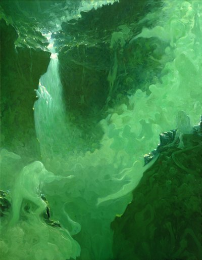 Cascada de Rjukan (óleo sobre lienzo) de Gustav Wentzel
