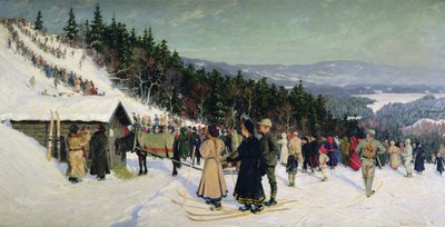Competición de esquí en Fjelkenhill de Gustav Wentzel