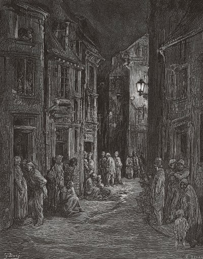 Barrios bajos de Bluegate Fields, Londres en el siglo XIX. (imprimir) de Gustave (after) Dore