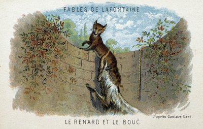Fábulas de la Fontaine: El zorro y la cabra - según Gustave Doré de Gustave (after) Dore