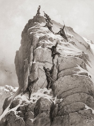 Primer ascenso al Matterhorn (grabado) de Gustave (after) Dore