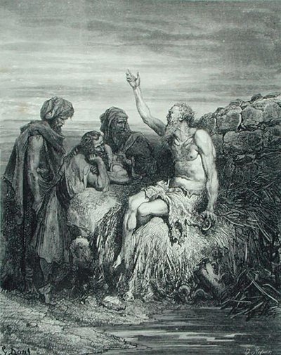 Job y sus amigos, grabado por J. Regnier, c.1868 de Gustave (after) Dore