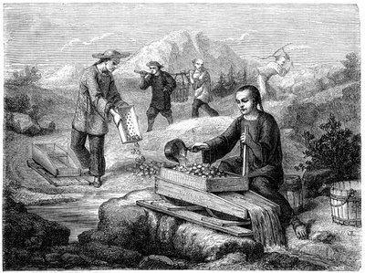 Mineros chinos, California, siglo XIX de Gustave Adolphe Chassevent Bacques
