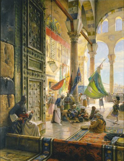 Patio de la mezquita Ummayad, Damasco, 1890 de Gustave Bauernfeind