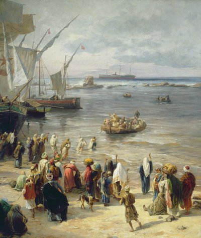 Jaffa, reclutamiento de soldados turcos en Palestina (detalle) de Gustave Bauernfeind
