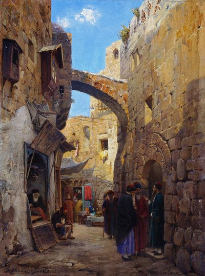 Escena callejera en Jerusalén de Gustave Bauernfeind