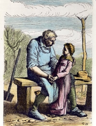 Cosette tenía permiso de Los Miserables. 1865 (grabado) de Gustave Brion