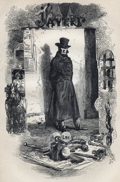Javert, ilustración de la novela “Los Miserables” de Victor Hugo de Gustave Brion