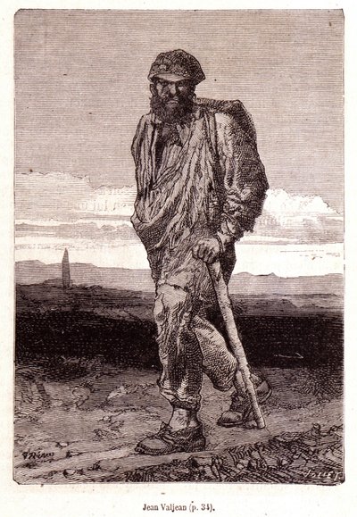 Jean Valjean - en “Los Miserables” de Victor Hugo, ilustrado por Brion, ed. Hetzel y Lacroix de Gustave Brion