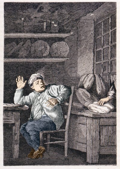 El robo de Jean Valjean - en "Los Miserables" de Victor Hugo, ilustrado por Brion, ed. Hetzel y Lacroix de Gustave Brion