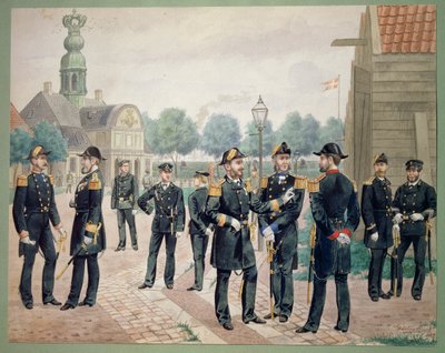 Oficiales de la marina danesa en la Academia. Acuarela de Gustav Brock de Gustave Brock