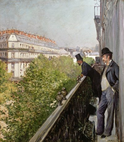 Un balcón, Boulevard Haussmann, 1880 de Gustave Caillebotte