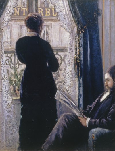 Interior.Mujer en la ventana de Gustave Caillebotte