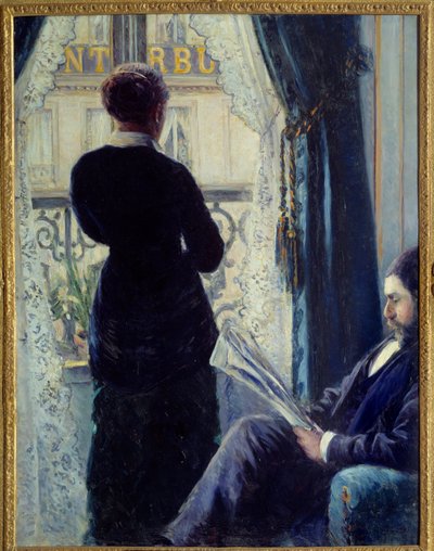 Interior, mujer en la ventana de Gustave Caillebotte