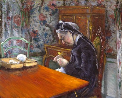 Mademoiselle Boissiere Tejiendo, 1877 de Gustave Caillebotte