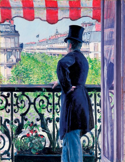 Hombre en un Balcón, Boulevard Haussmann, 1880 de Gustave Caillebotte