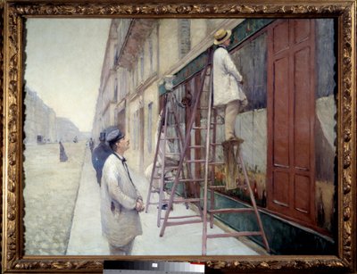 Pintores en un edificio en 1877 de Gustave Caillebotte