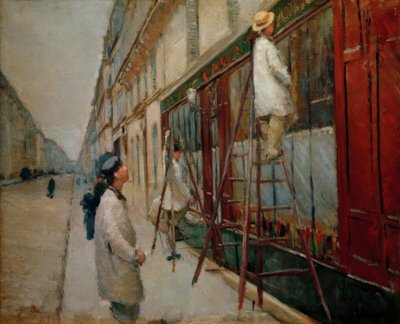 Pintores en edificios (boceto) de Gustave Caillebotte