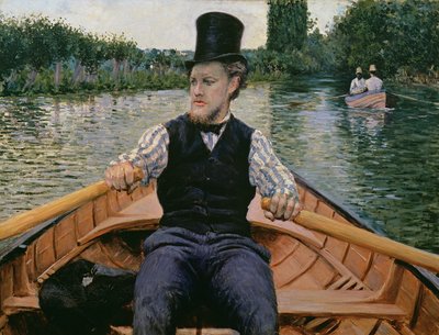 Remero con sombrero de copa, c.1877-78 de Gustave Caillebotte