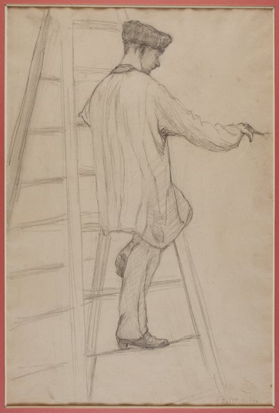 Estudio para pintores de casas: Hombre en la escalera de Gustave Caillebotte