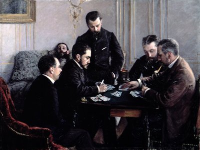 El juego de Bezique, 1881 de Gustave Caillebotte