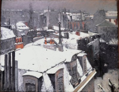 Vista de tejados (Efecto de nieve) de Gustave Caillebotte