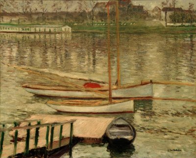 Veleros anclados en el Sena de Gustave Caillebotte