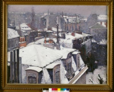Vista de tejados (Efecto de nieve), llamado Tejados bajo la nieve de Gustave Caillebotte