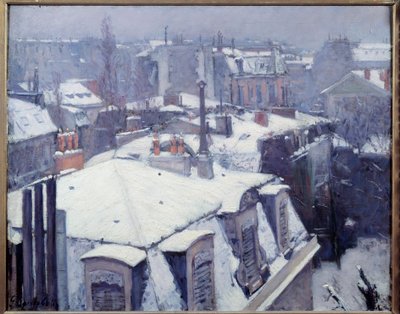 Vista de los tejados (con nieve) en París de Gustave Caillebotte