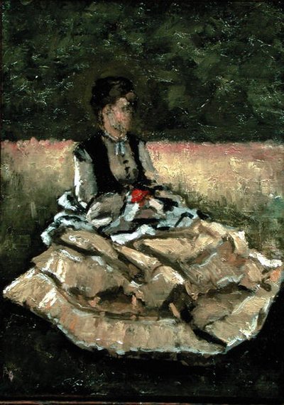 Mujer sentada en el césped de Gustave Caillebotte