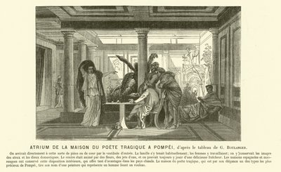 Atrio de la antigua Casa Romana del Poeta Trágico, Pompeya de Gustave Clarence Rodolphe Boulanger