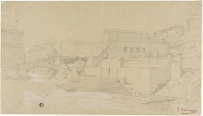 Pueblo italiano en un río de Gustave Clarence Rodolphe Boulanger