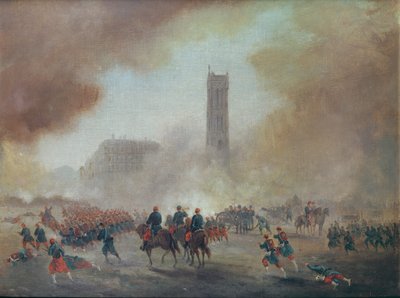 Comuna de París: combates frente a la Torre Saint-Jacques, 1871 de Gustave Clarence Rodolphe Boulanger