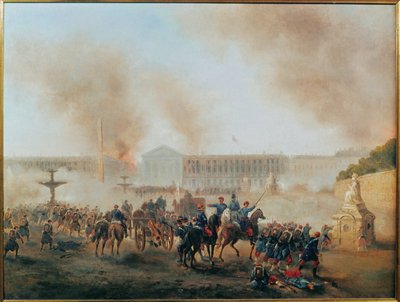 La Comuna: Batalla en la plaza de la Concordia ... (pintura sobre lienzo) de Gustave Clarence Rodolphe Boulanger
