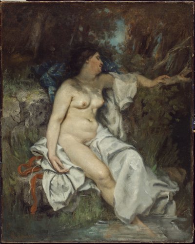 Bañista durmiendo junto a un arroyo, 1845 de Gustave Courbet
