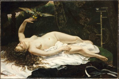 En francés:  La Femme au perroquet Mujer con loro de Gustave Courbet