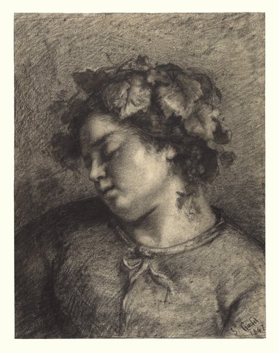 Cabeza de bacante dormida de Gustave Courbet